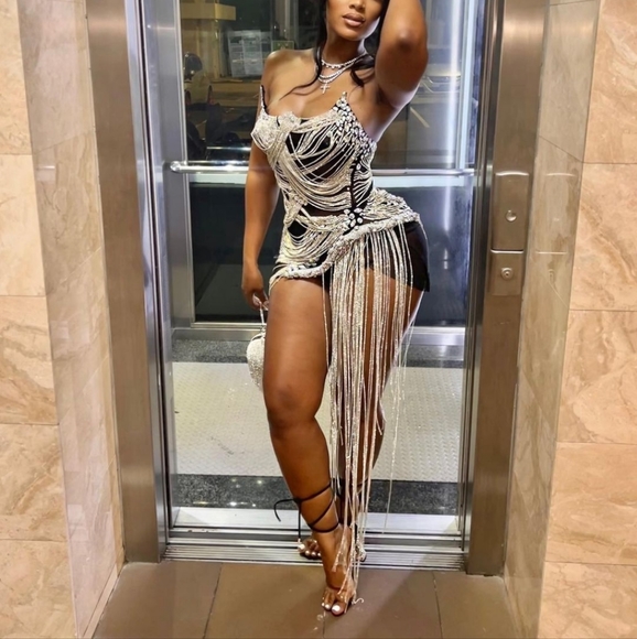 Angel Brinks Tokyo Bejeweled Diamond Birthday New Year Mini Strapless Dress - Picture 12 of 16